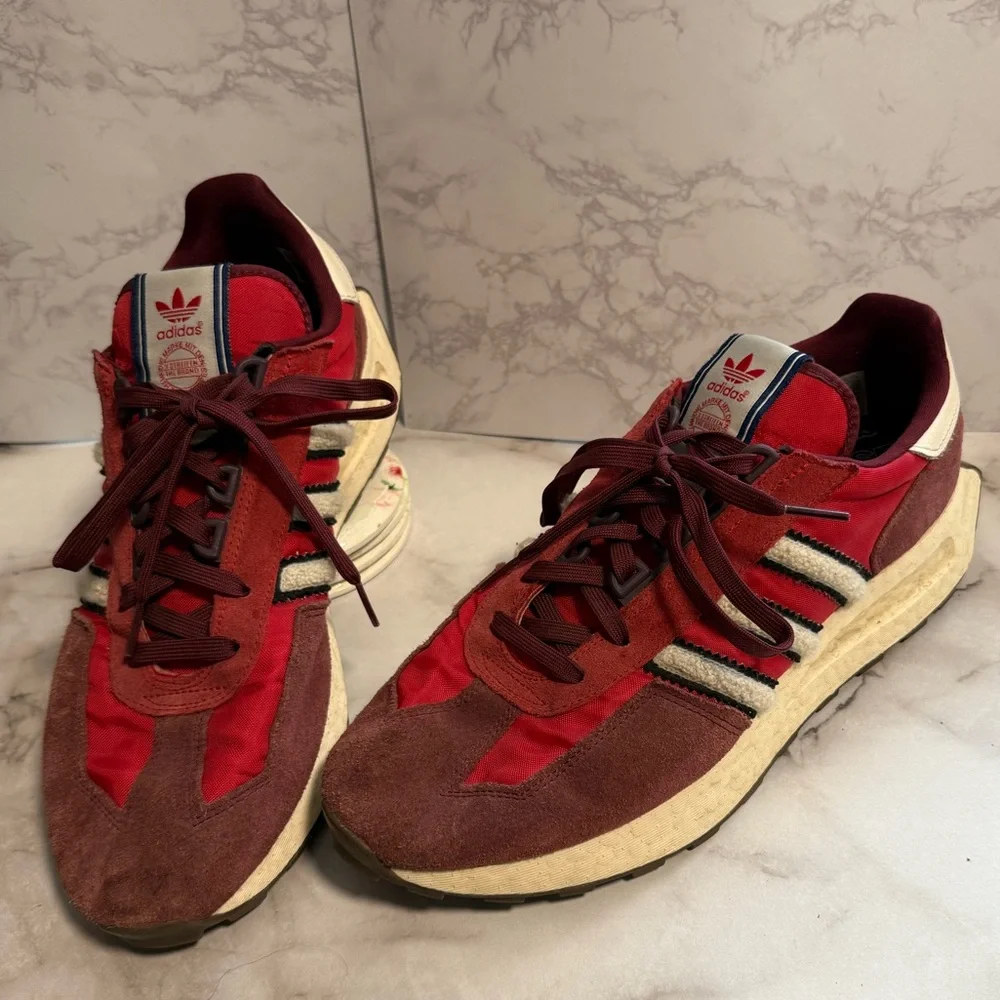 EUC Adidas Men's Burgundy and Red Sneakers - Picture 3 of 8